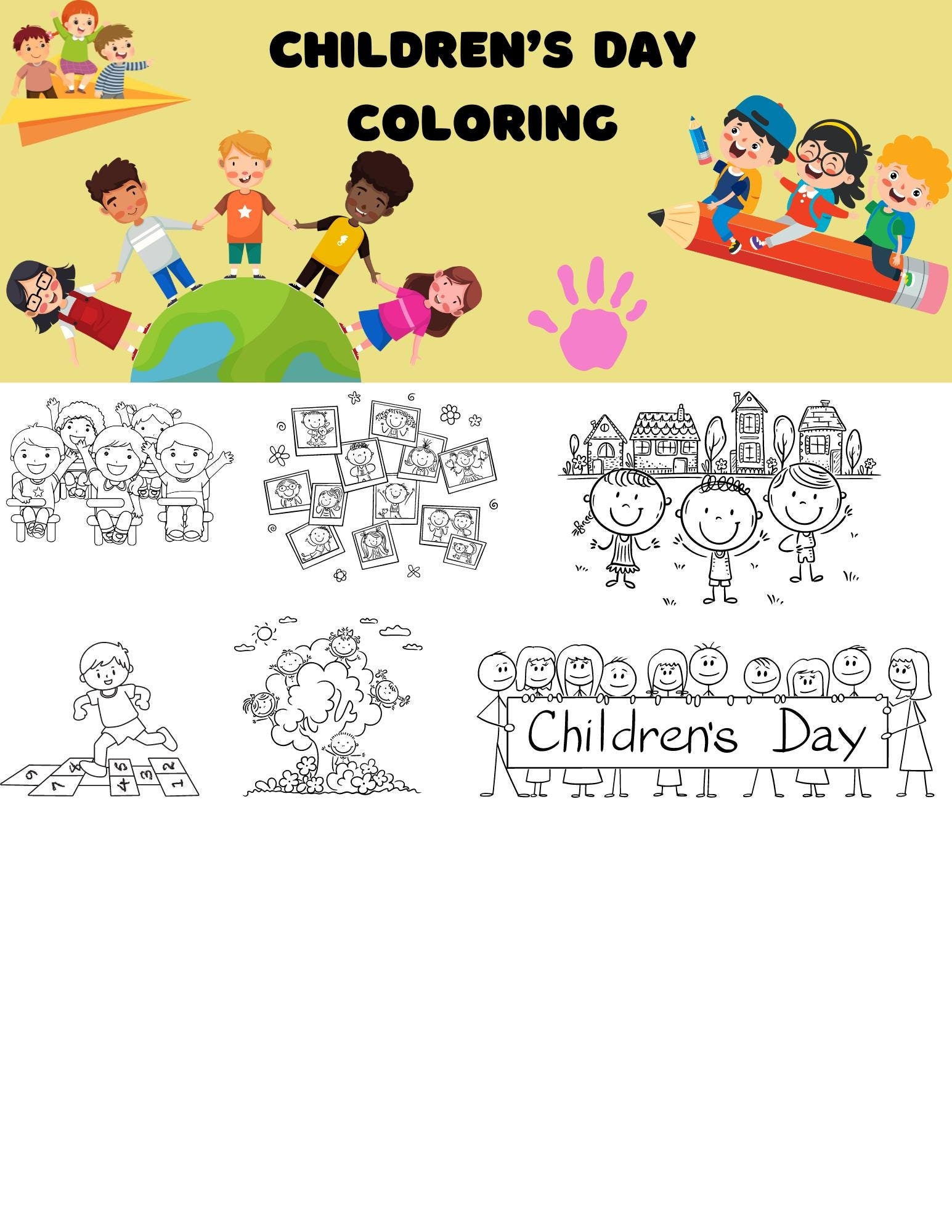 Happy Childrens Day 2 Coloring Page