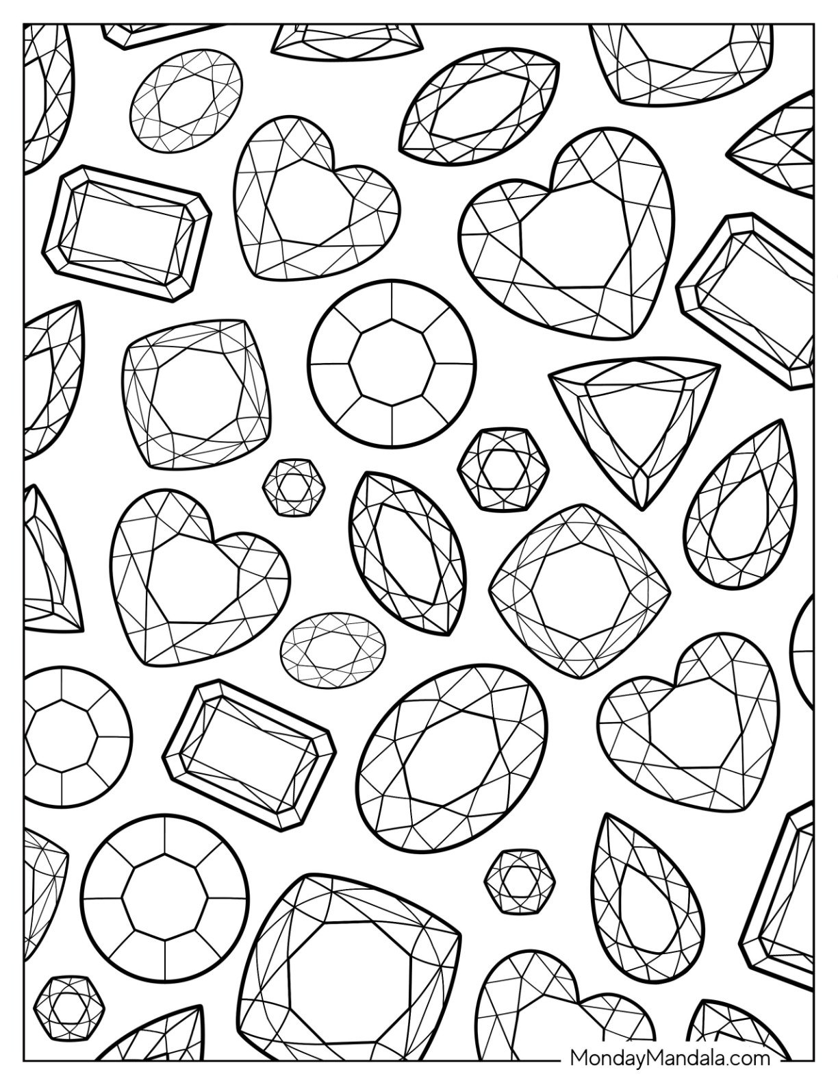 20 Diamond Coloring Pages Free PDF Printables 