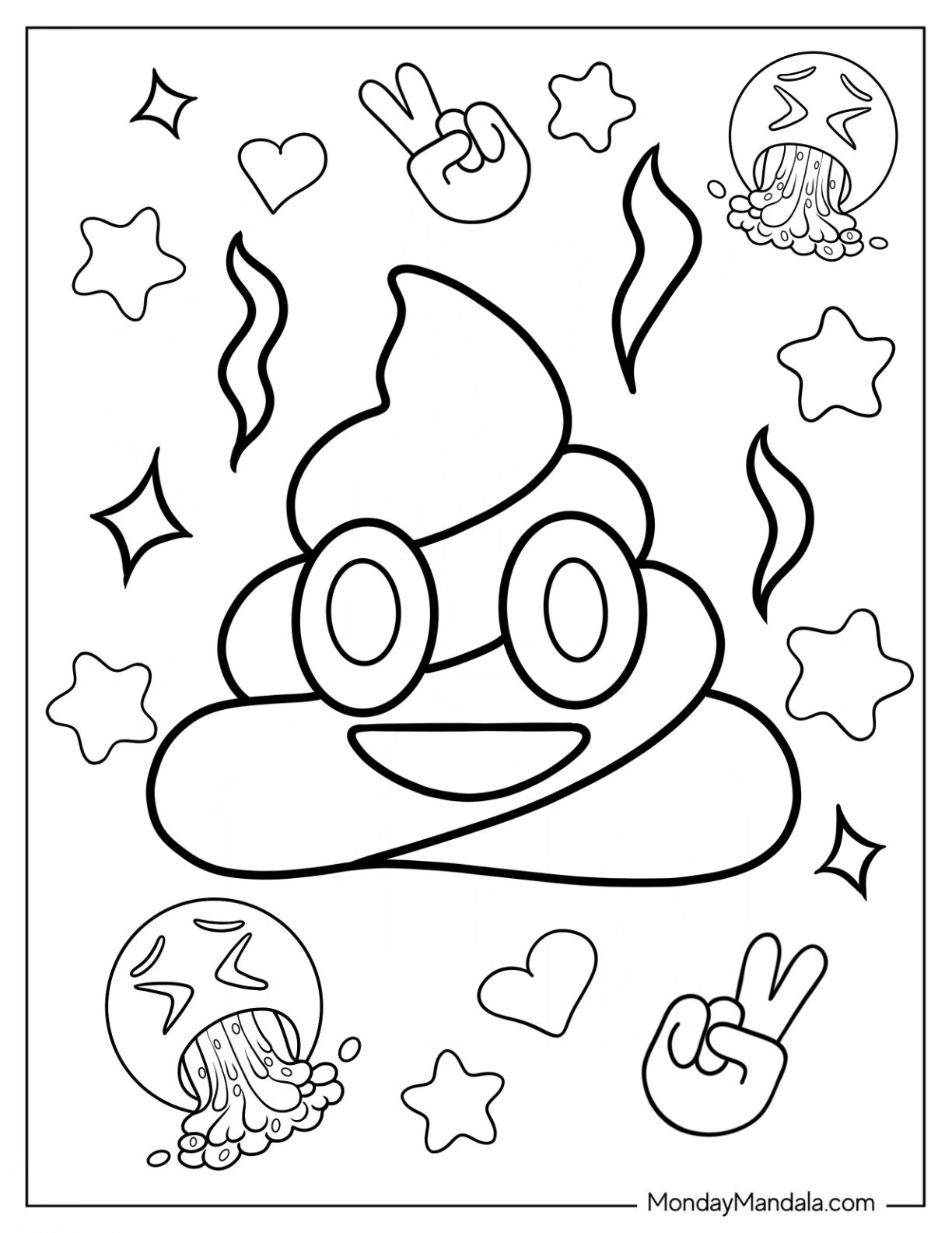 20 Emoji Coloring Pages Free PDF Printables 