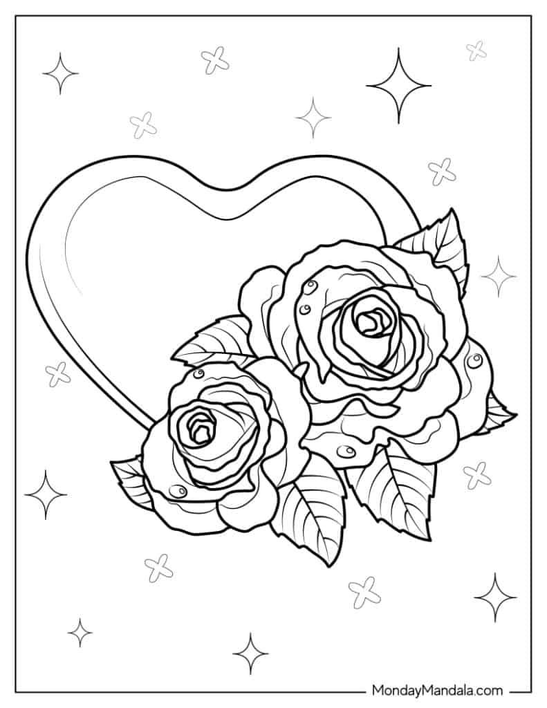 20 Rose Coloring Pages Free PDF Printables 