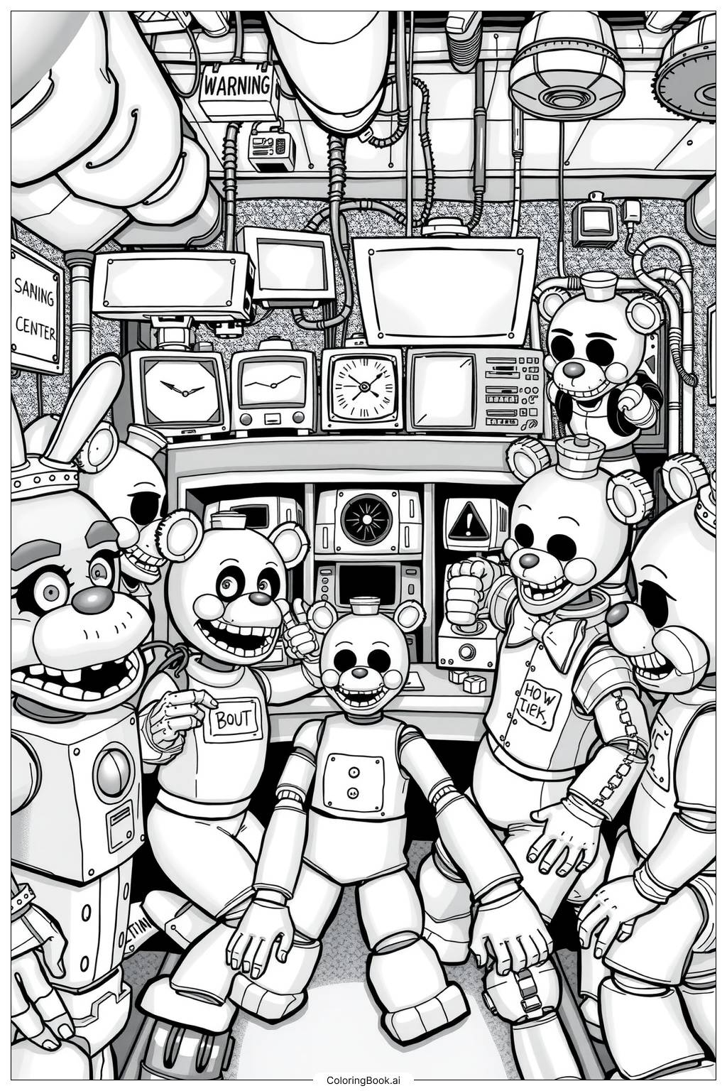 Several Five Nights At Freddy'S Coloring Page