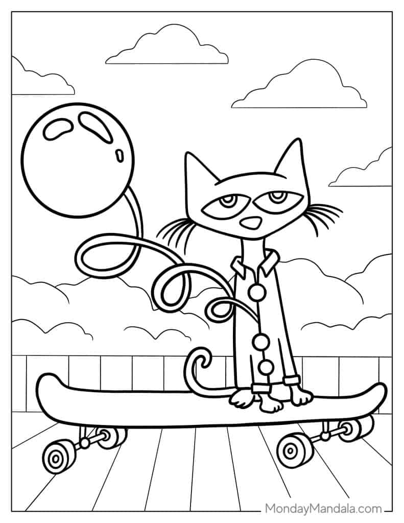 22 Pete The Cat Coloring Pages Free PDF Printables 