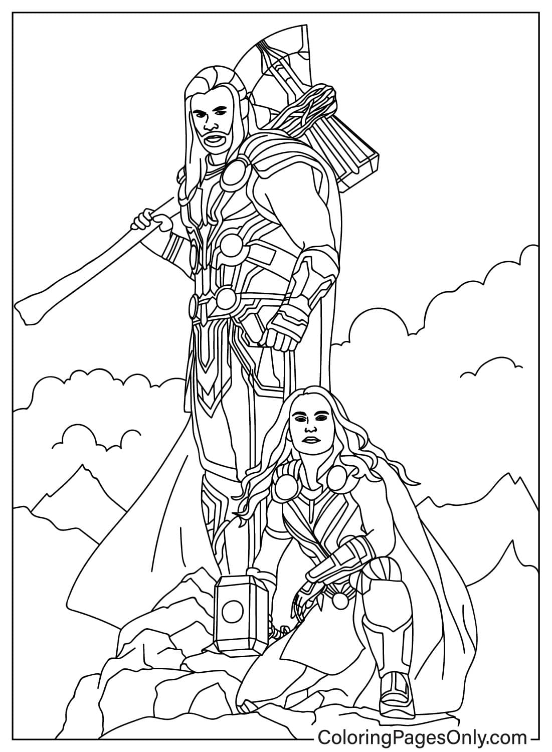 Face Thor In Thor Ragnarok Coloring Page