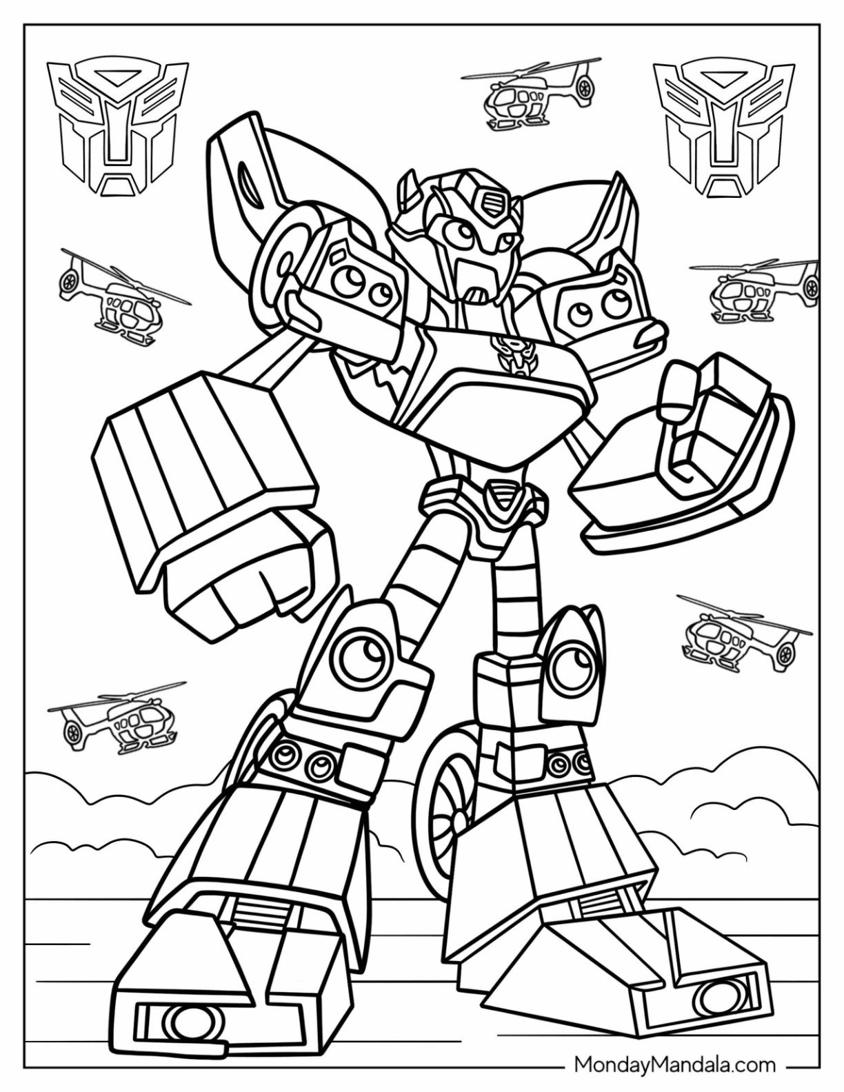 Bumblebee Rescue Bots Coloring Page Printable