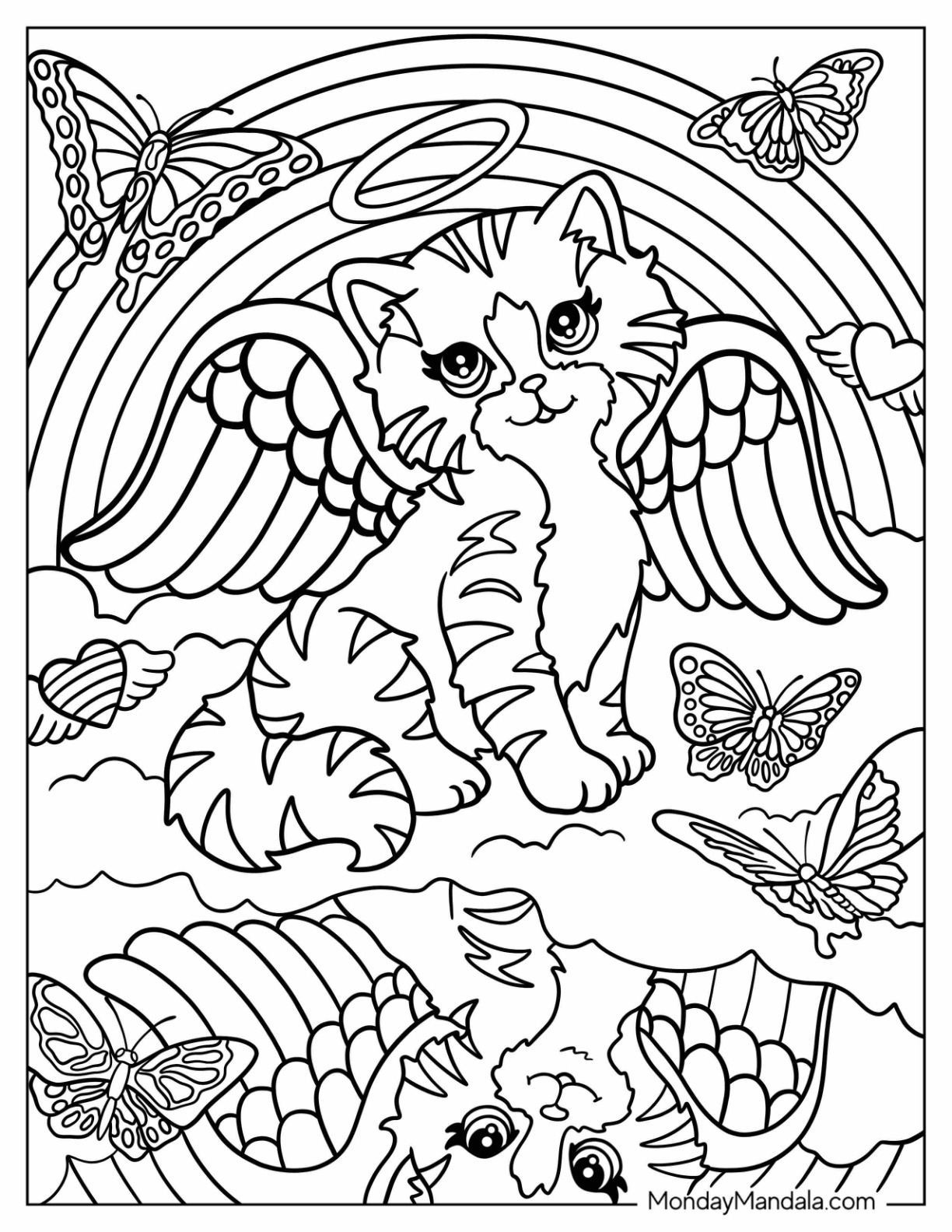 Unicorn In Lisa Frank A4 Coloring Page