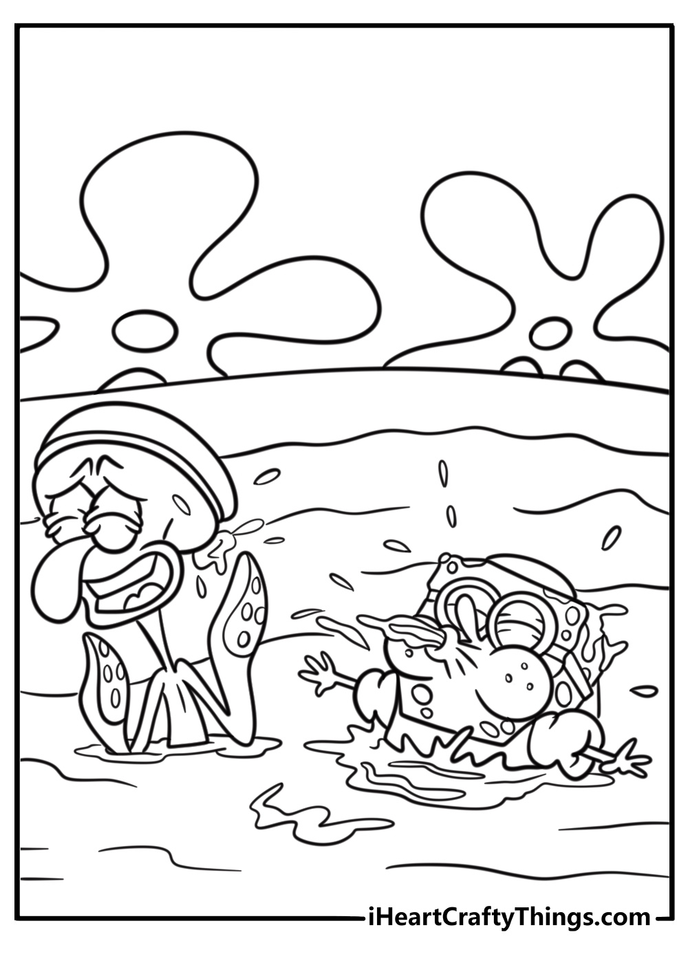 Squidward Wakes Up Coloring Page Printable