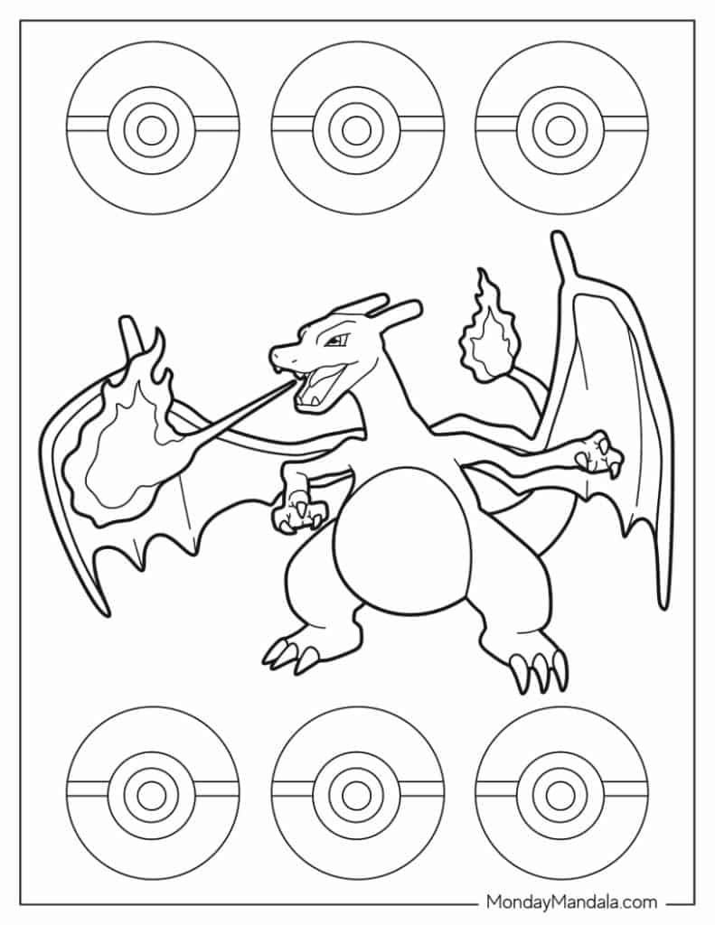 Mega Charizard X Coloring Page Printable