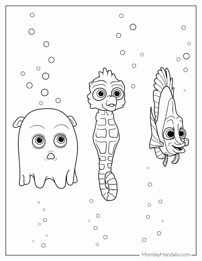Squirt And Nemo Coloring Page Printable