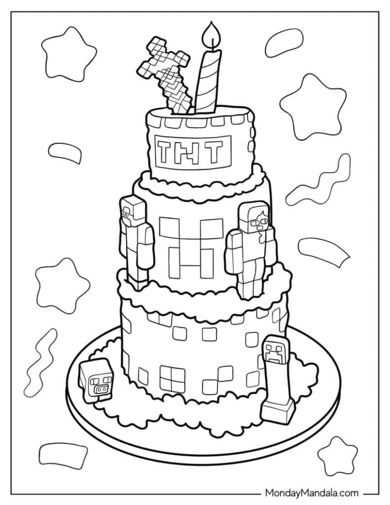 Minecraft Happy Birthday Coloring Sheet Printable