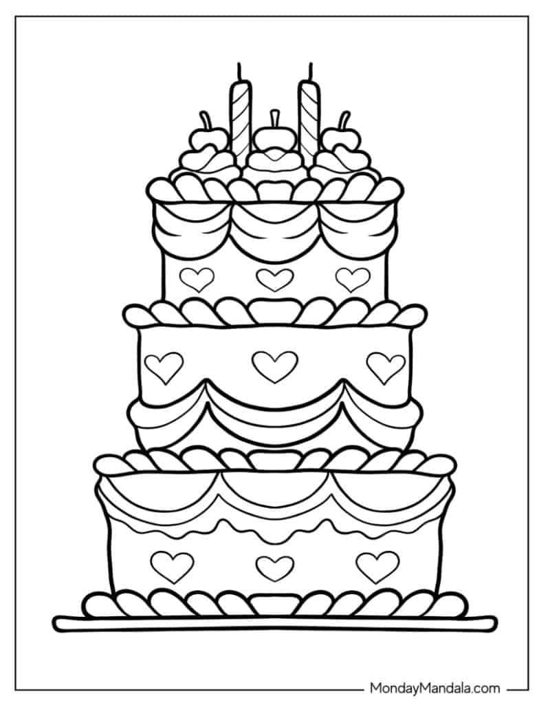 30 Cake Coloring Pages Free PDF Printables 