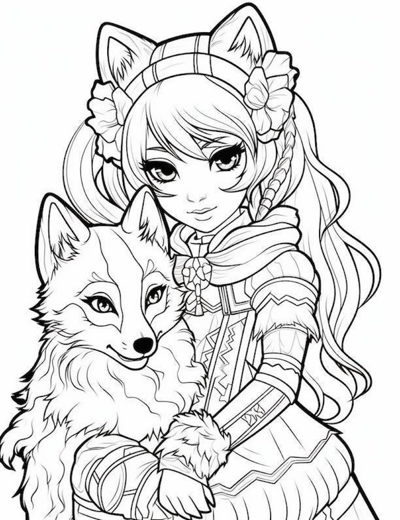 Wolf Girls Coloring Pages Printable