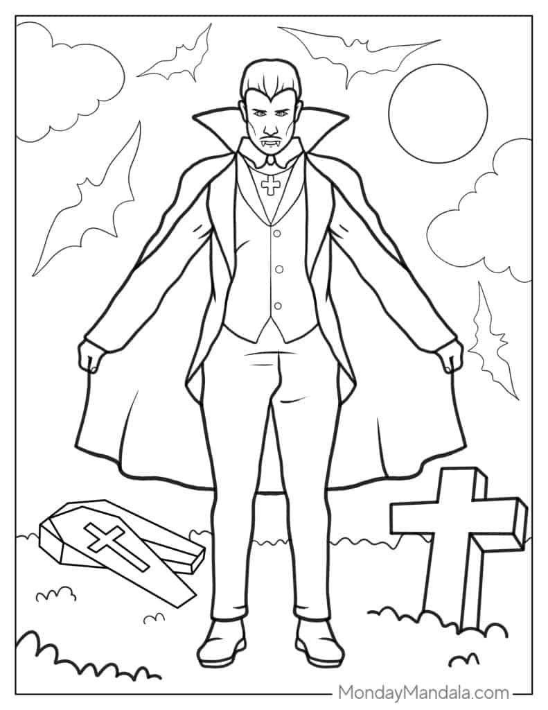 38 Vampire Coloring Pages Free PDF Printables 