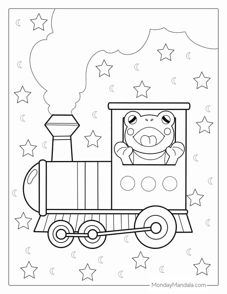 Easy Train Color By Number Coloring Page