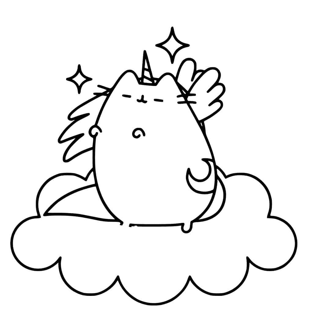 Unicorns Pusheen Cats Coloring Page Printable