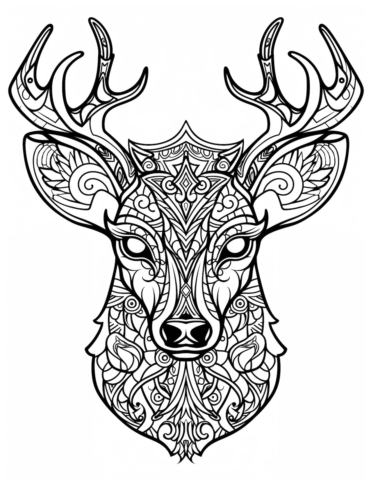 Deer Head Coloring Page Printable