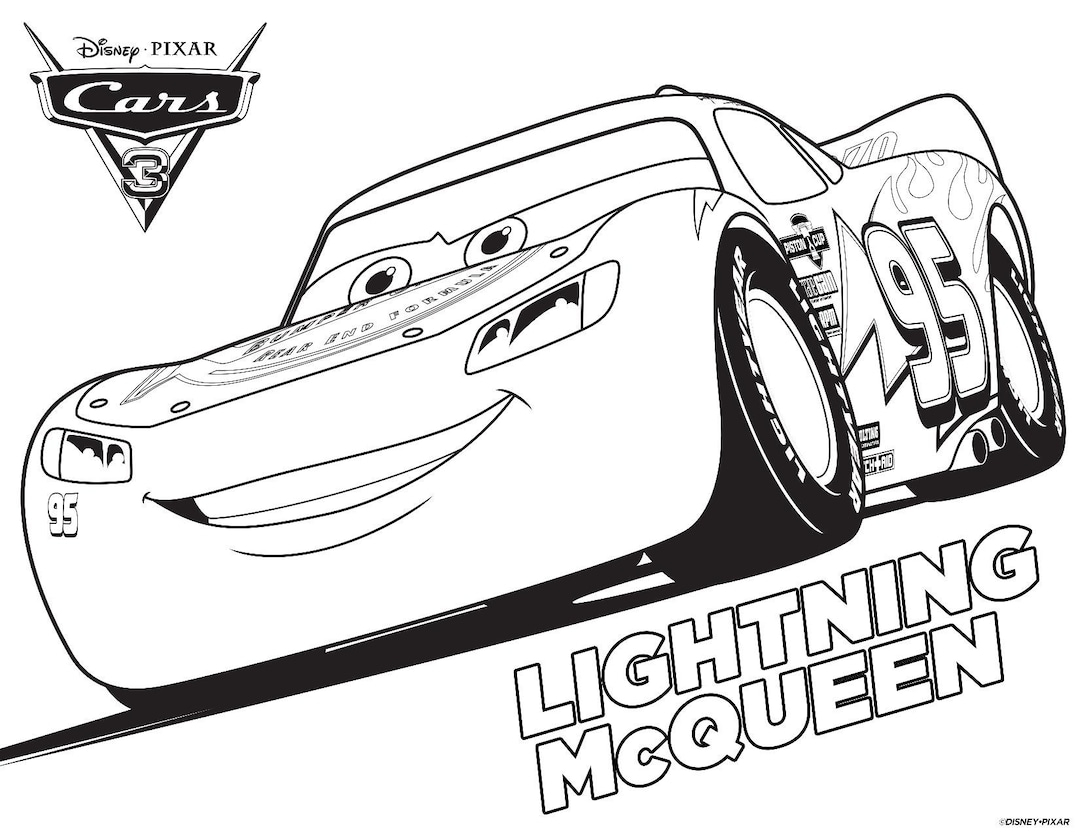 50 Pages Kid s Coloring Printable Pages Car s Lighting Mcqueen Friends Etsy