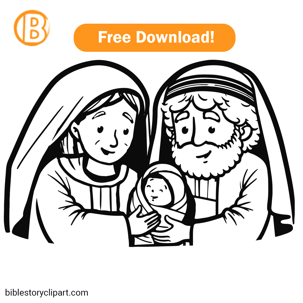 Abraham Sarah And Baby Isaac Coloring Page Bible Story Clipart
