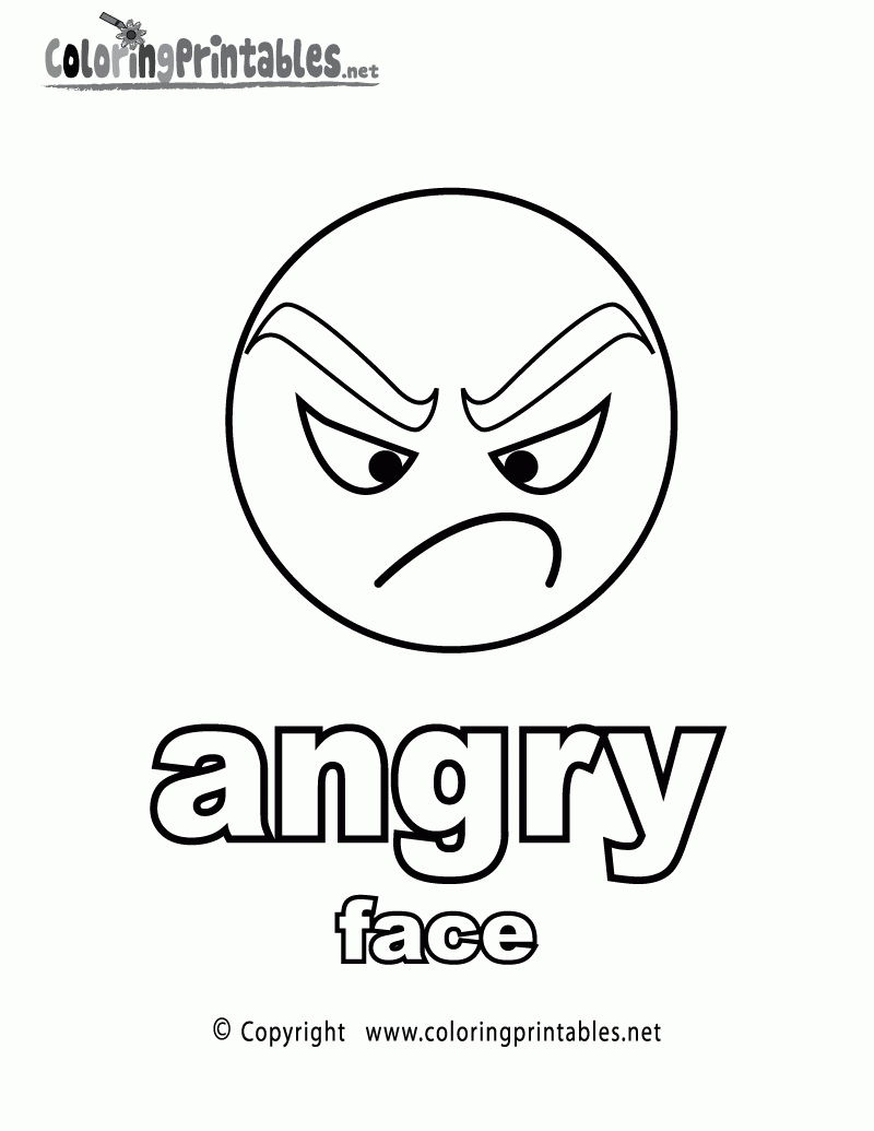 Adjectives Angry Face Coloring Page A Free English Coloring Printable