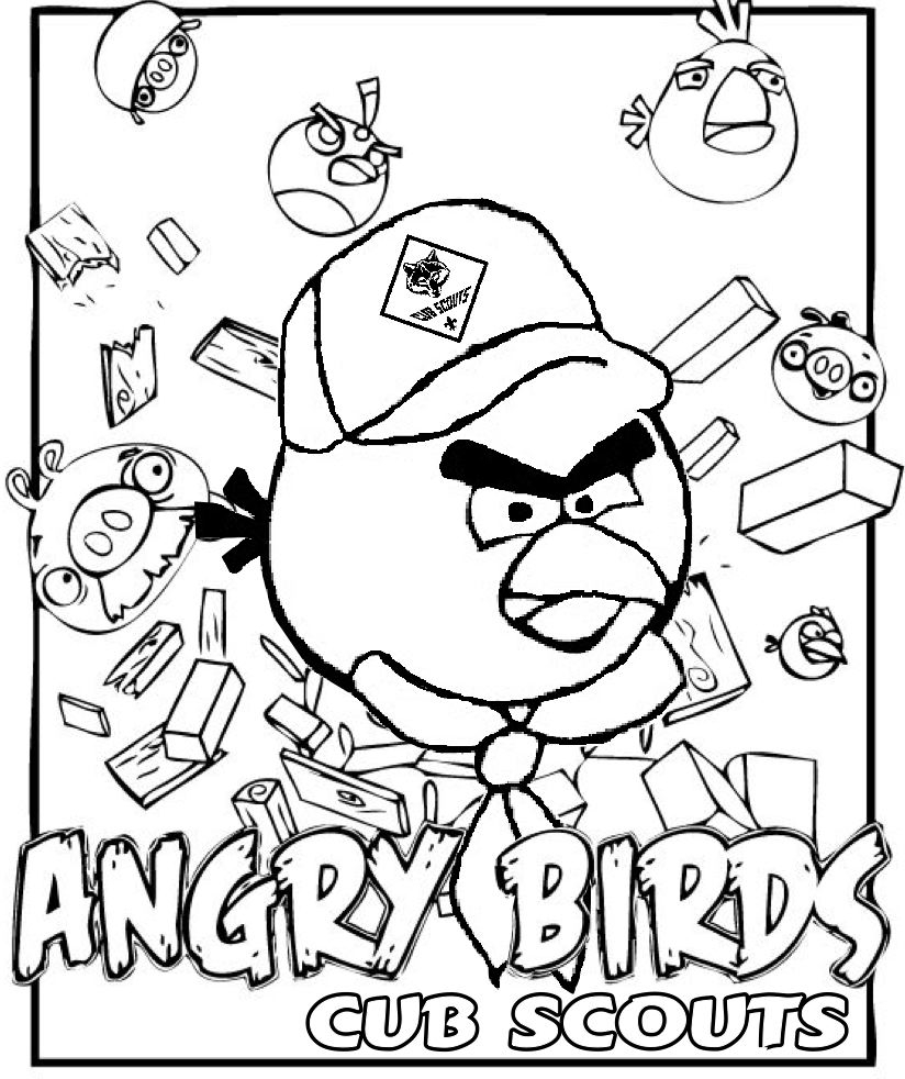 Akela s Council Cub Scout Leader Training Angry Birds Coloring Page For Cub Scouts Great For The Blue Gold Banquet Or As A Pre Opener At Pack Meeting Free Printable Clip