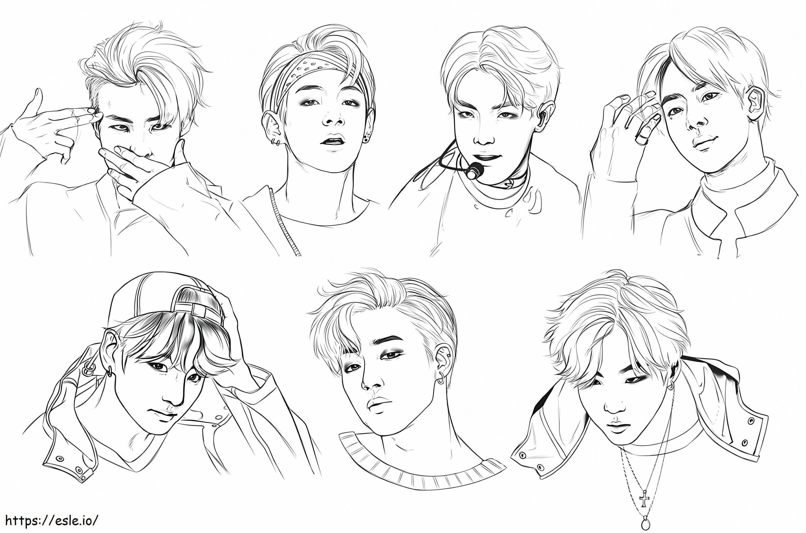 All Members Of BTS Coloring Page