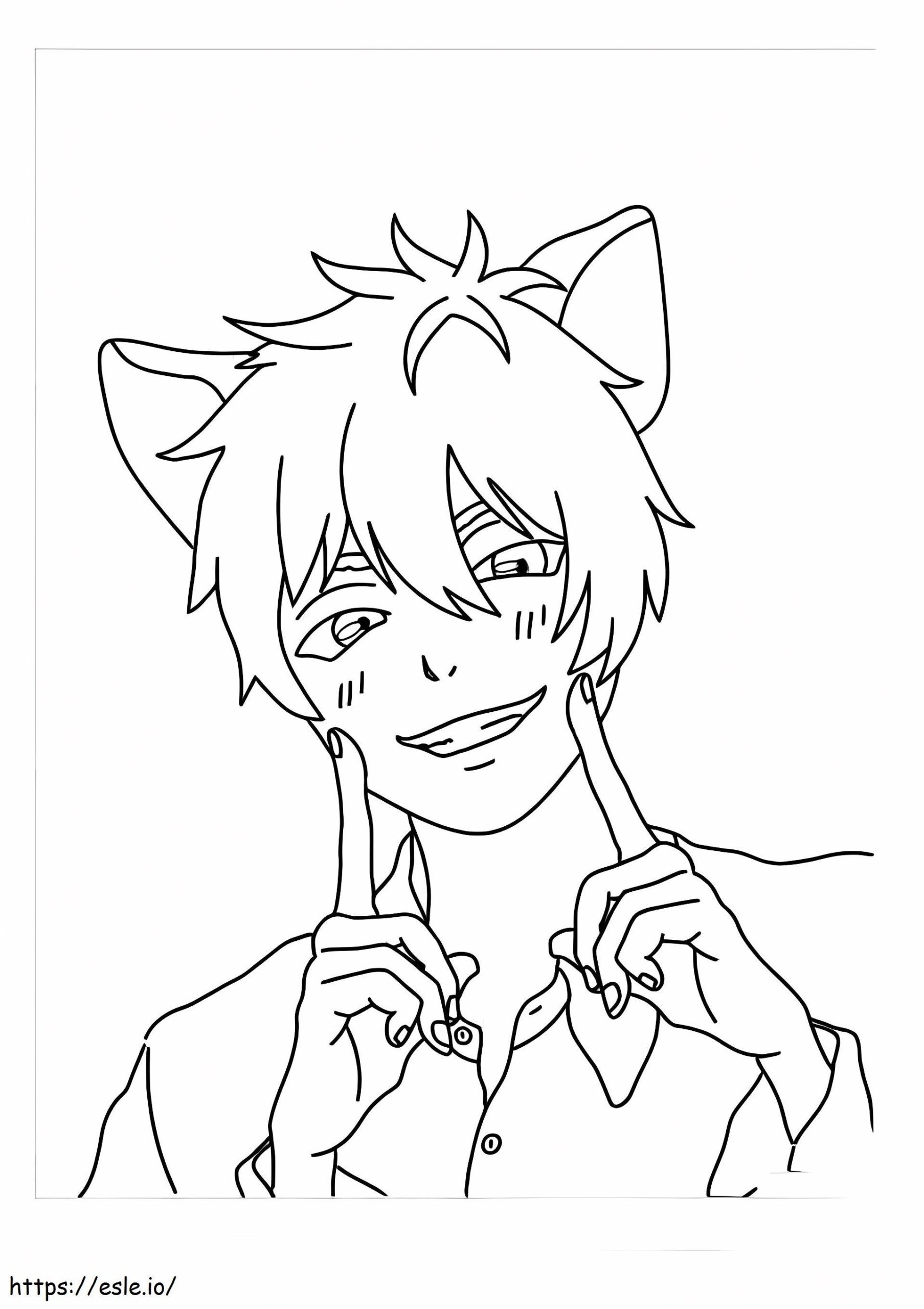 Anime Cat Boy Coloring Page