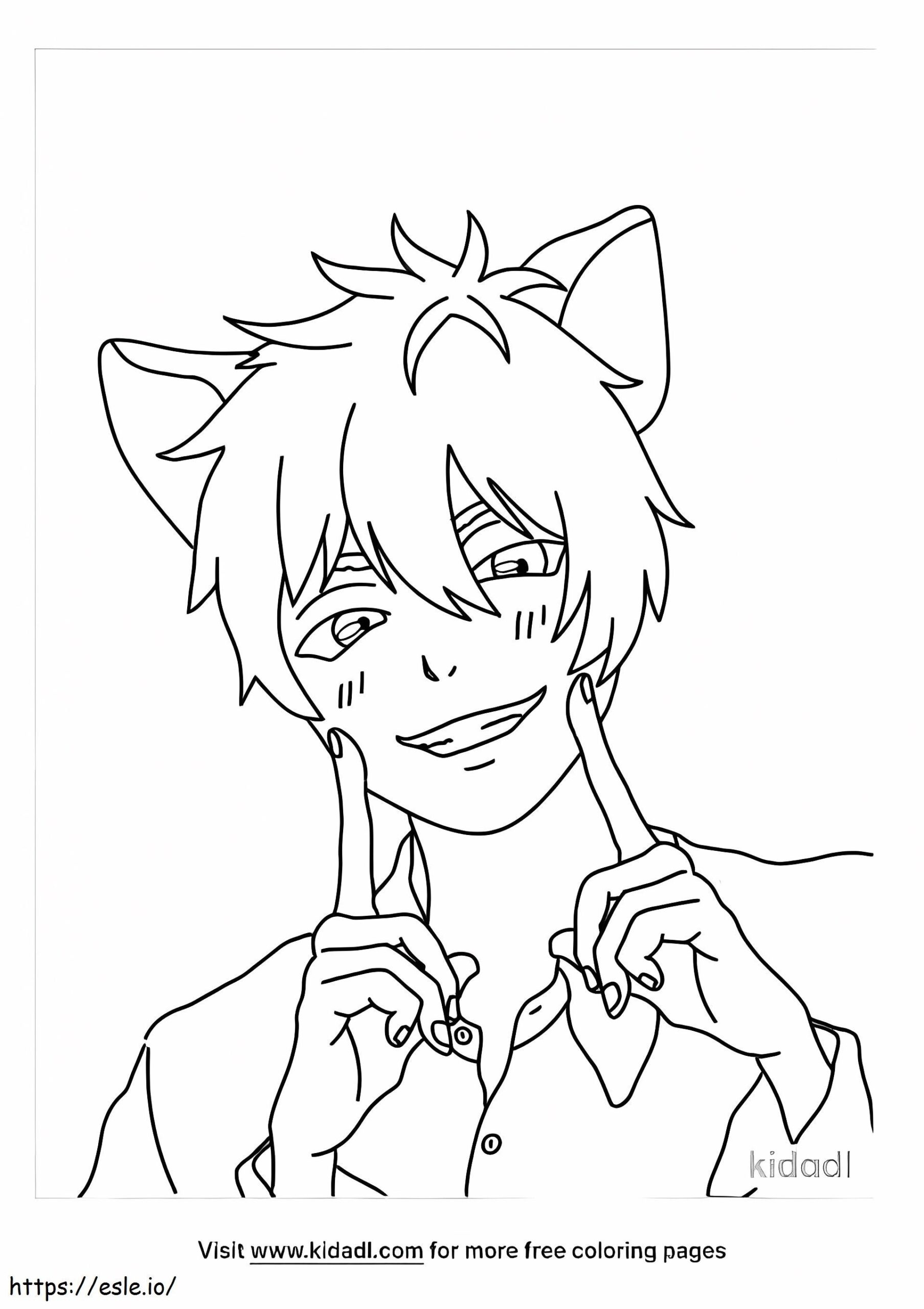 Anime Cat Boy Lg Coloring Page