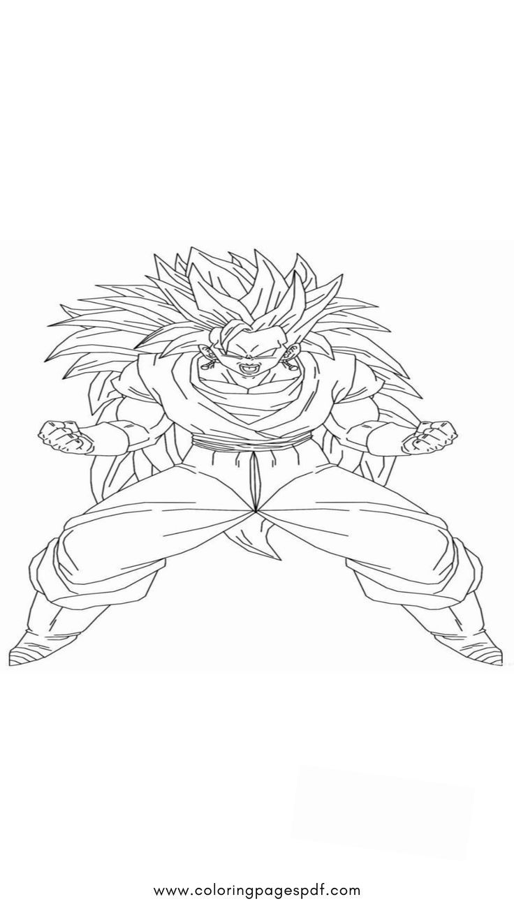 Anime Coloring Page Of Goku Super Saiyan 3