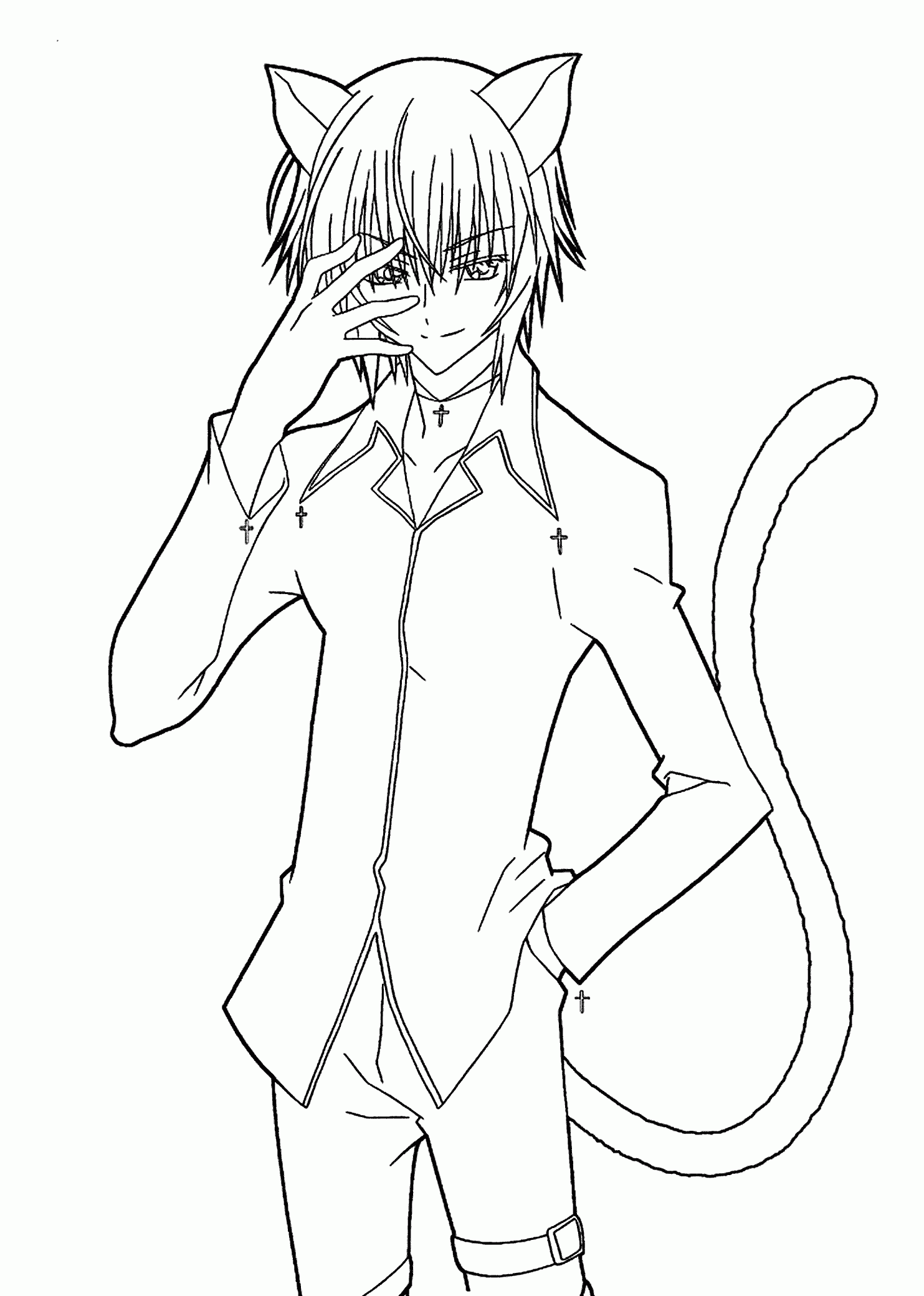 Anime Cat Boy Coloring Page Printable