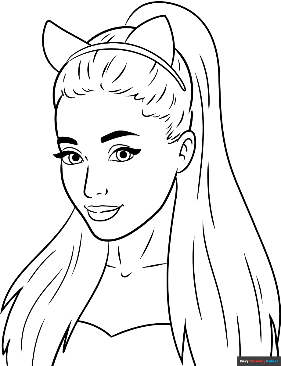 Ariana Grande Coloring Page Easy Drawing Guides