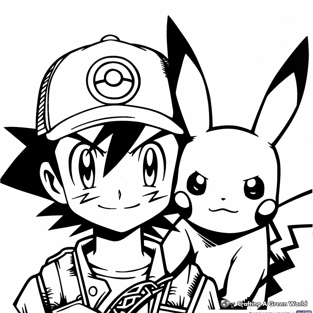 Ash Pokemon Coloring Pages Free Printable 