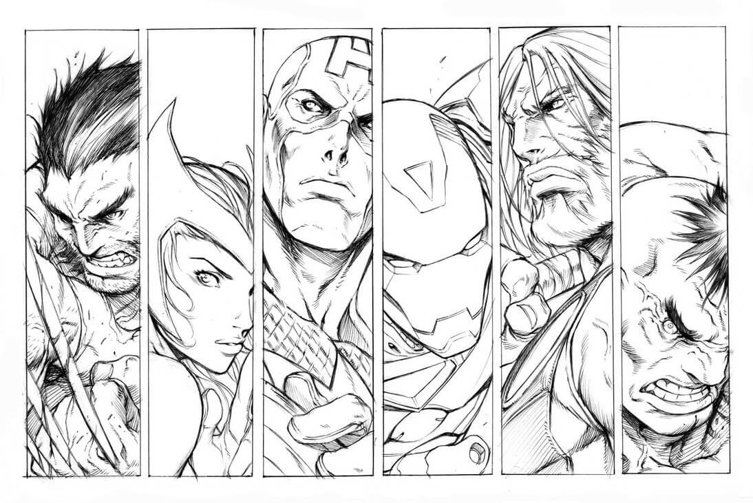 Avengers Artwork Coloring Pages Printable