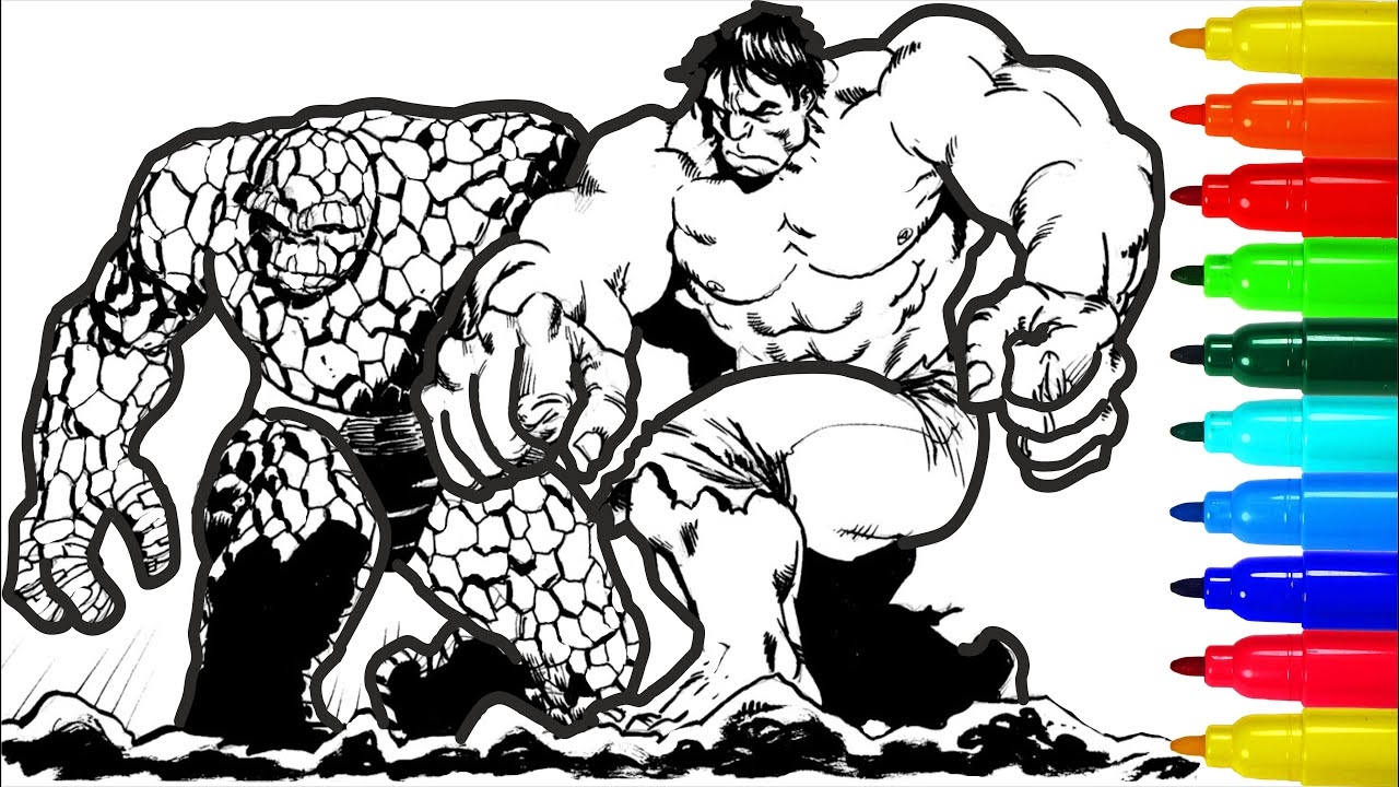 Ben Grimm Hulk Fight Coloring Pages YouTube