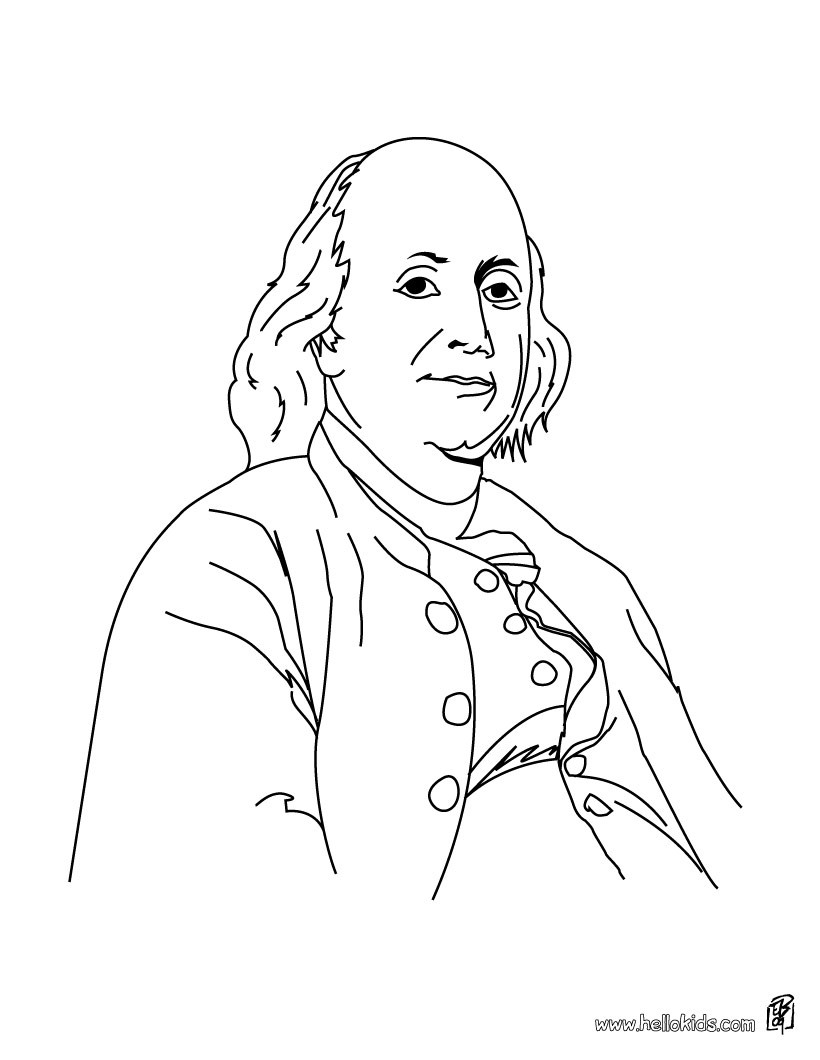Benjamin Franklin Coloring Pages Hellokids