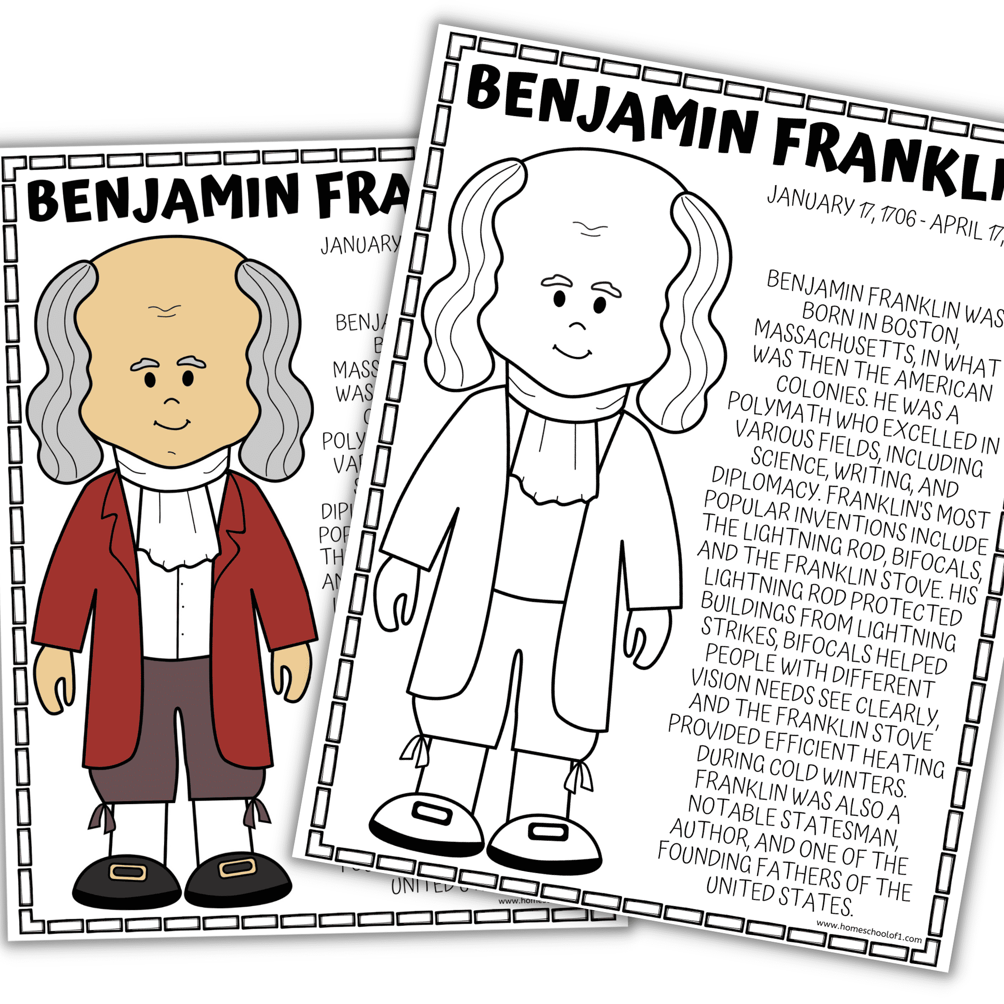 Benjamin Franklin Coloring Pages Printable