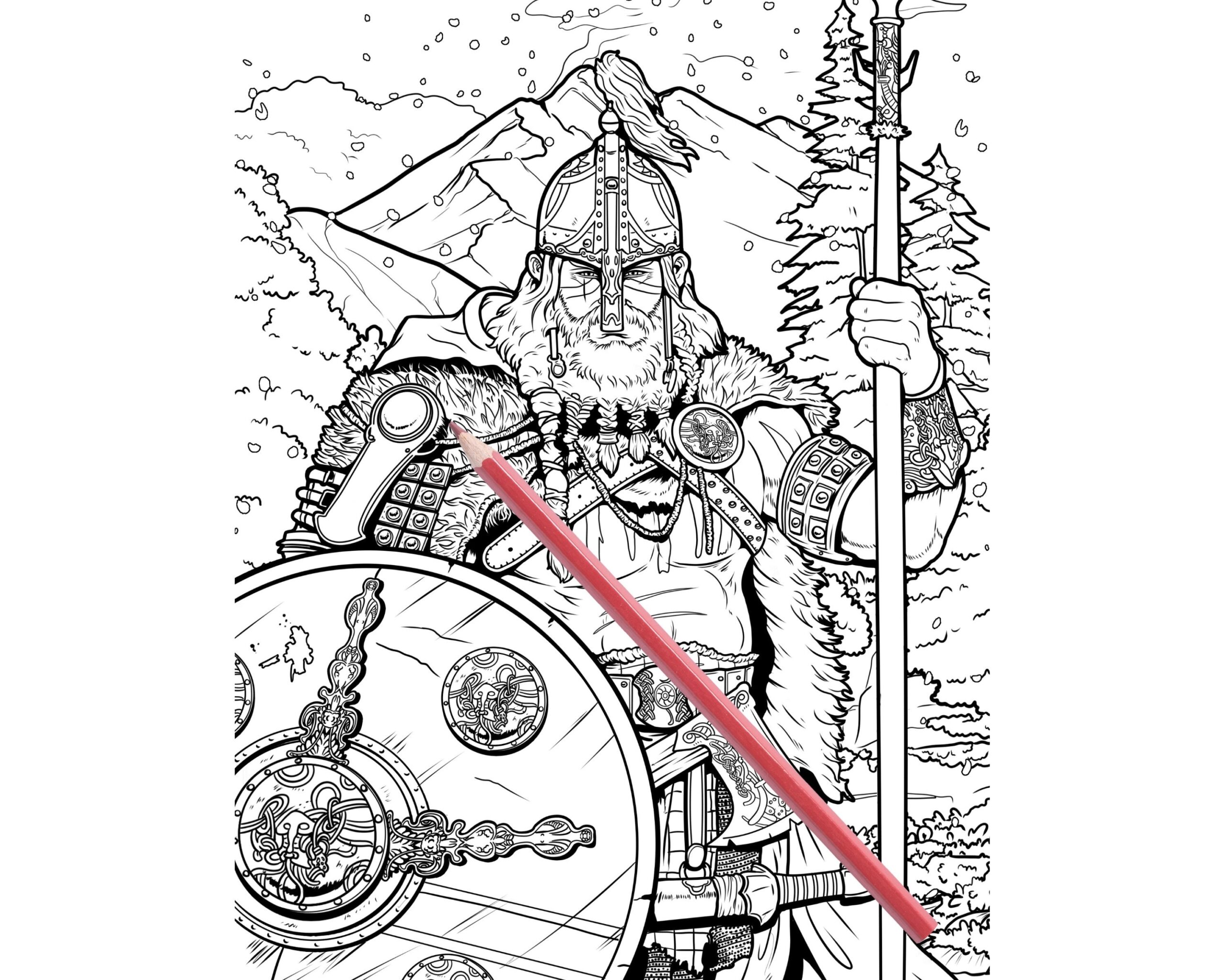 Berserker Viking Coloring Page Etsy