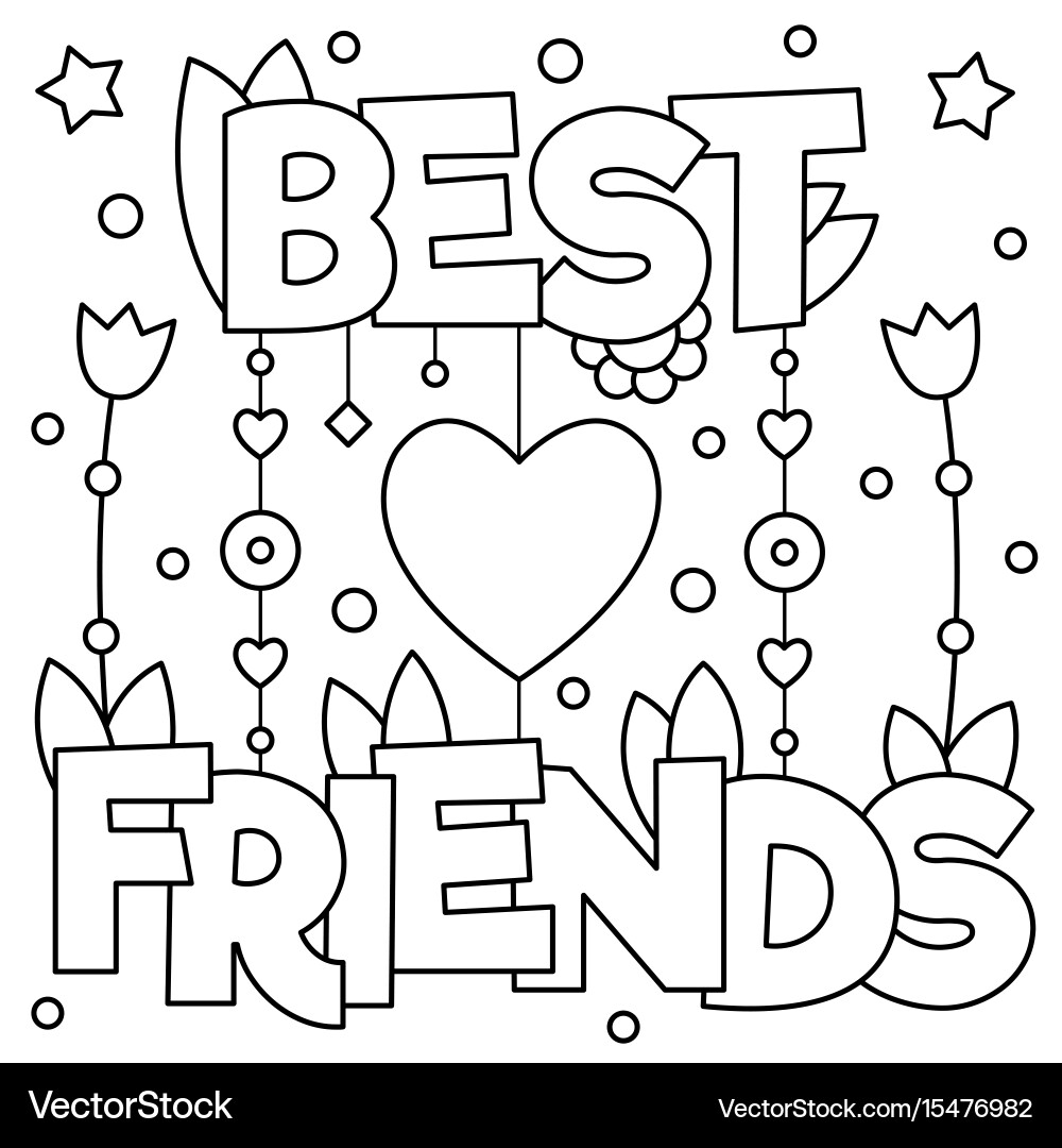 Best Friends Coloring Page Royalty Free Vector Image