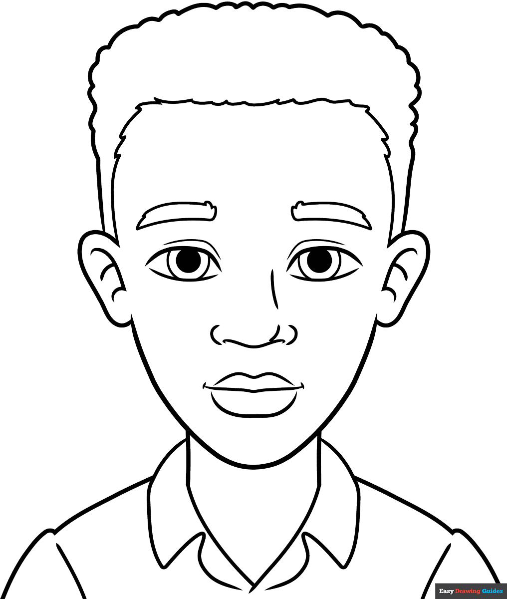 Black Boy Coloring Page Easy Drawing Guides