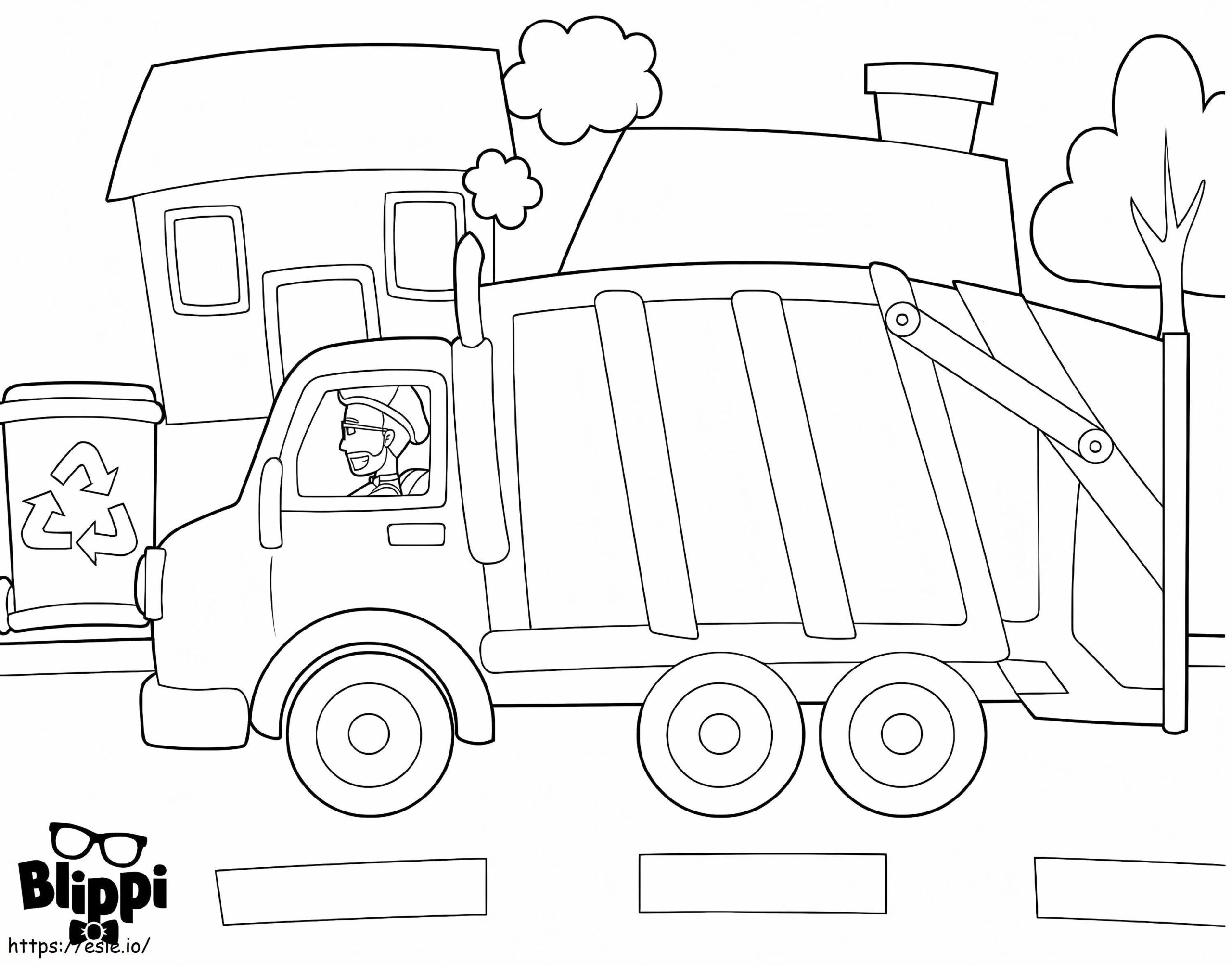 Blippi Driving Garbage Truck Coloring Page