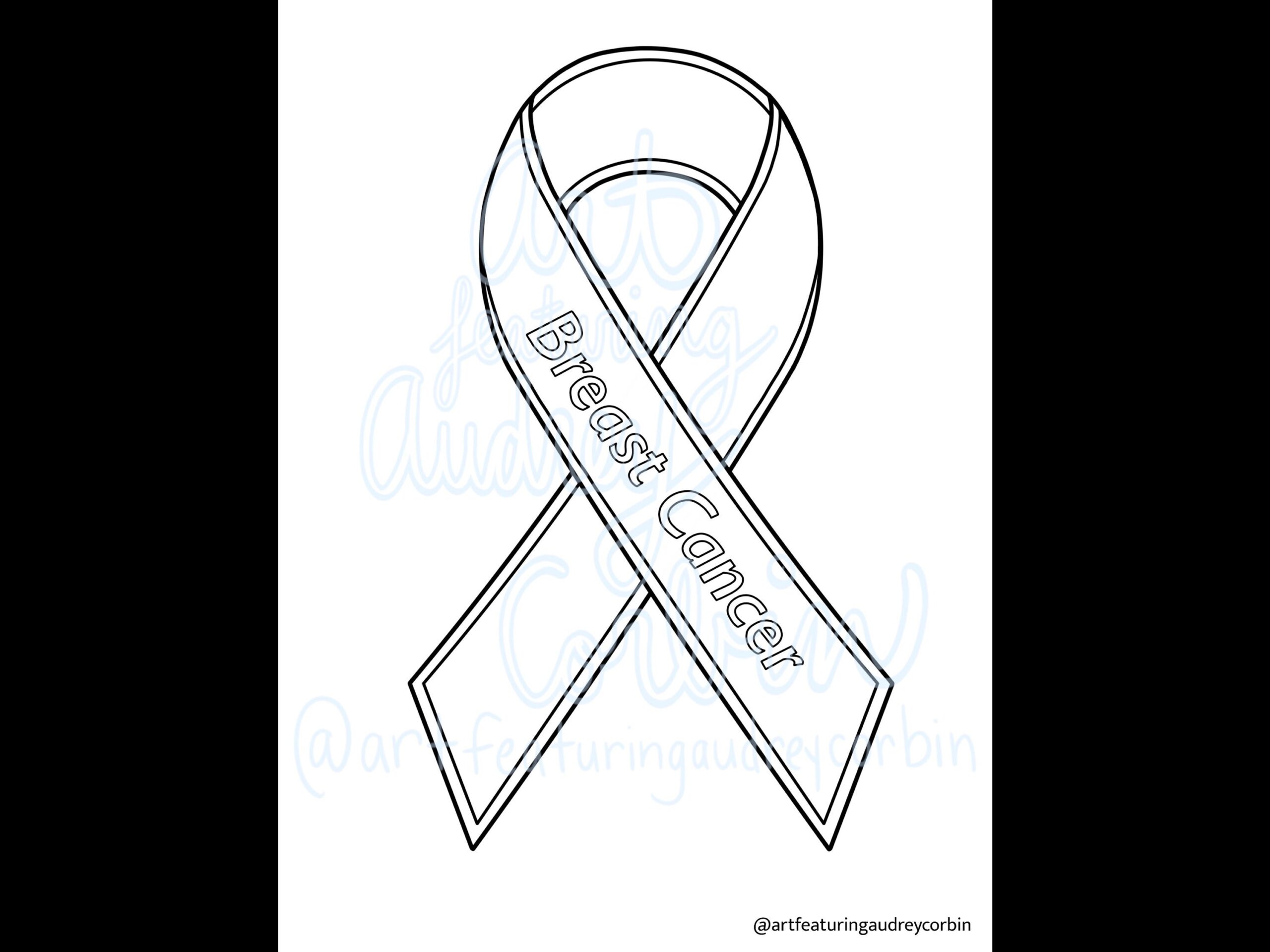 Breast Cancer Awareness Ribbon Coloring Page For Adults And Kids Digital Download Coloring Page Print At Home Etsy