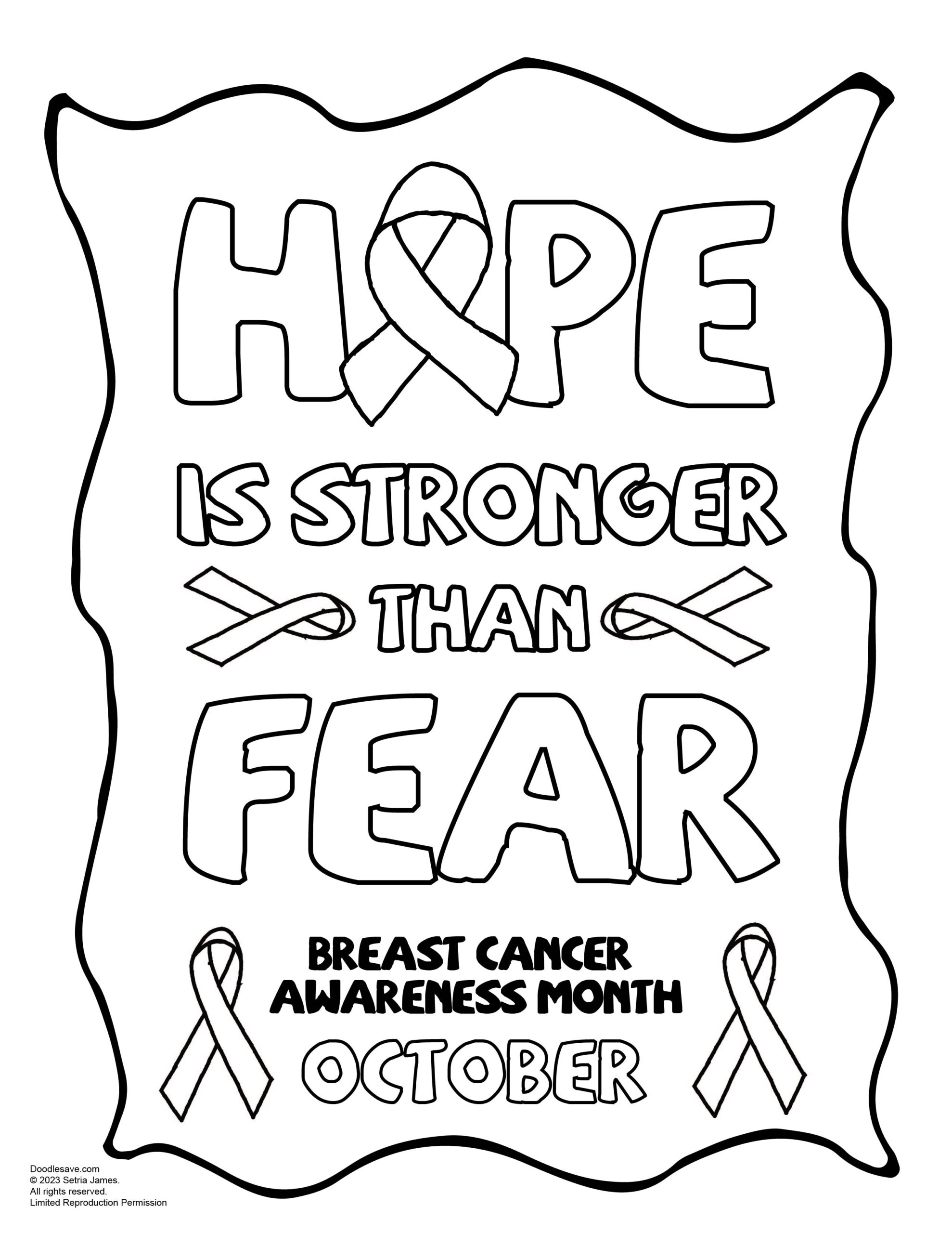 Breast Cancer Coloring Pages Printable Breast Cancer Awareness Coloring Pages Doodles Ave