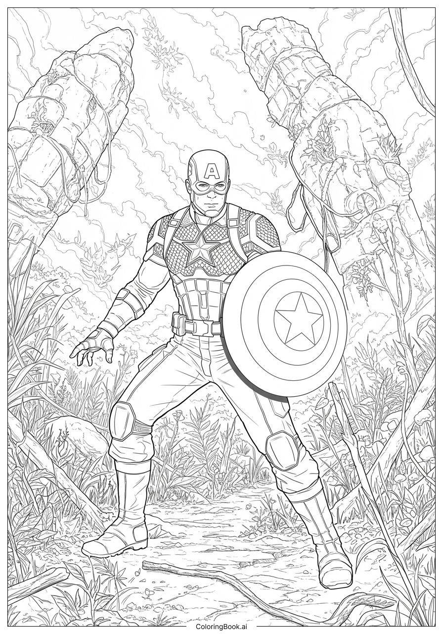 Captain America Shield Energy Glow Coloring Page Free PDF PNG Printable 