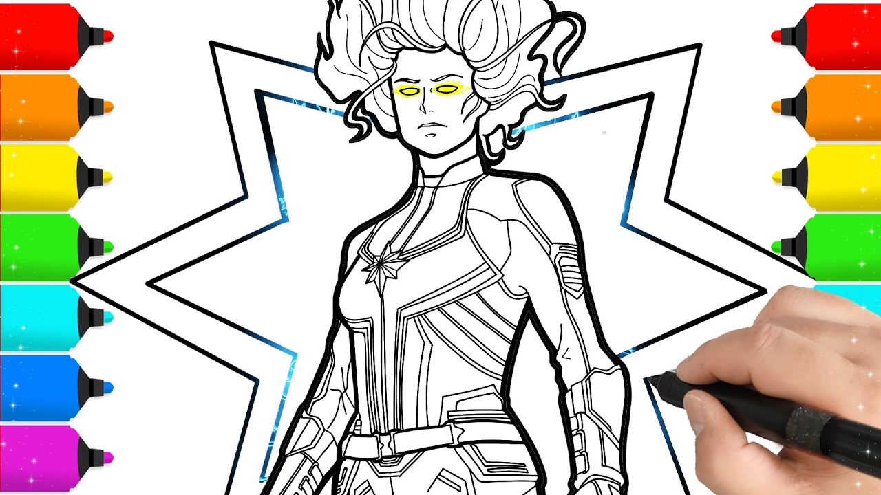 Brie Larson As Captain Marvel Coloring In