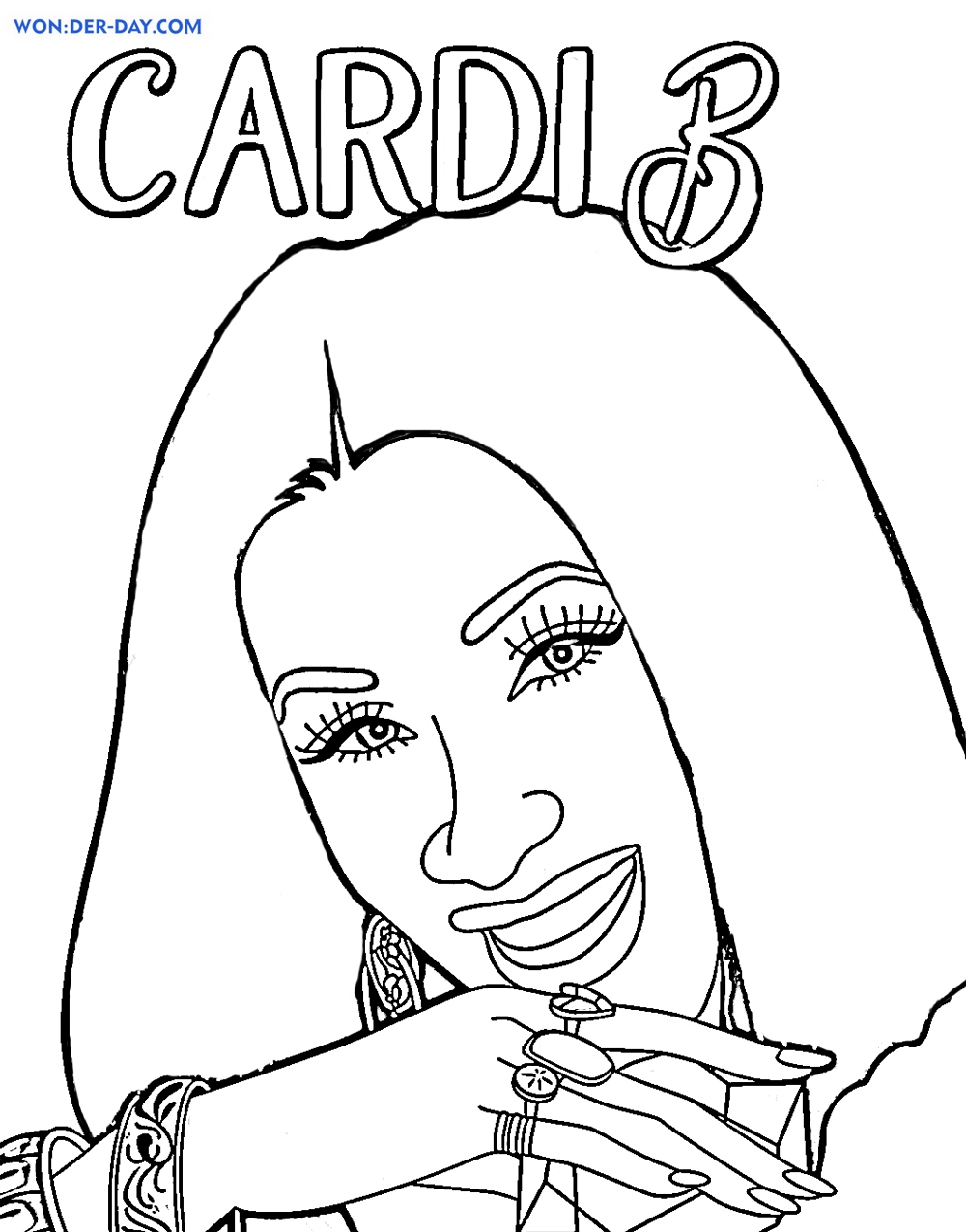 Cardi B Cartoon Coloring Page Printable