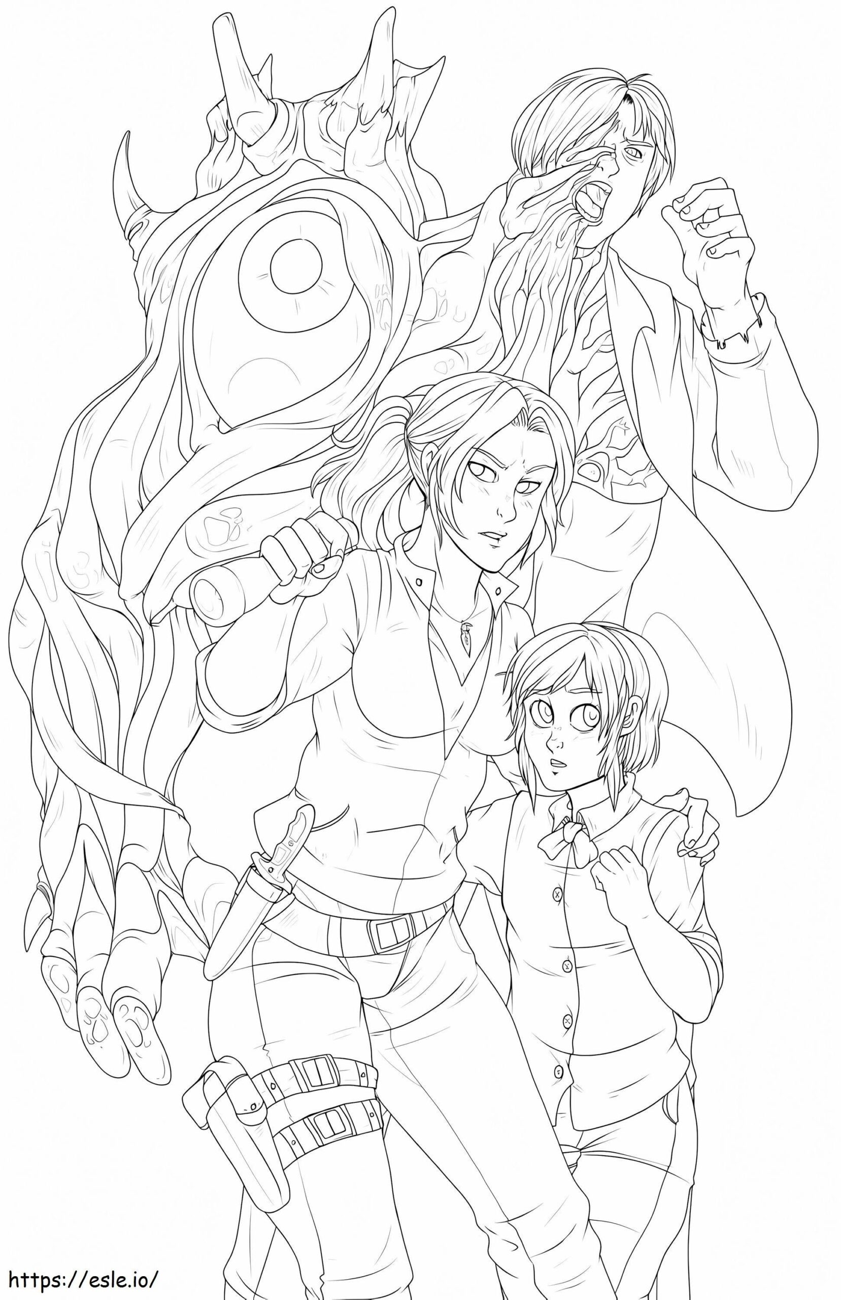 Characters From Resident Evil Coloring Page