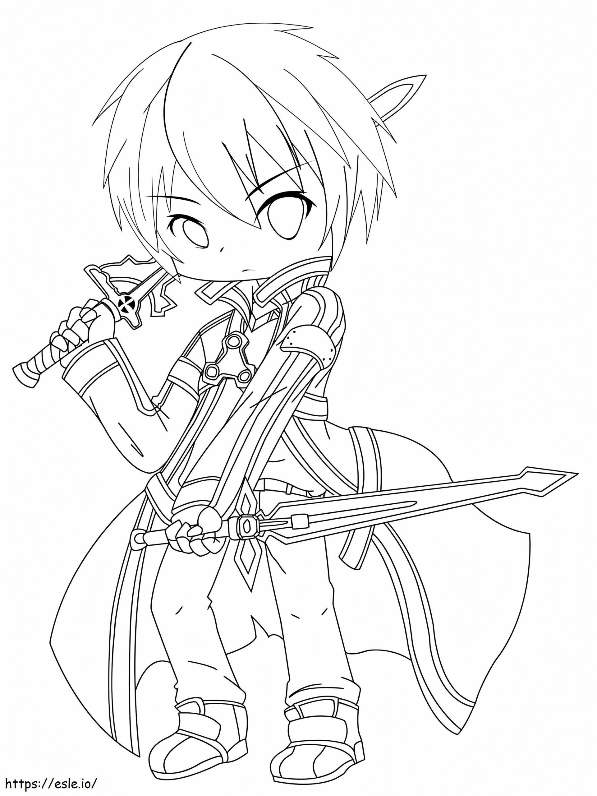 Chibi Kirito Coloring Page