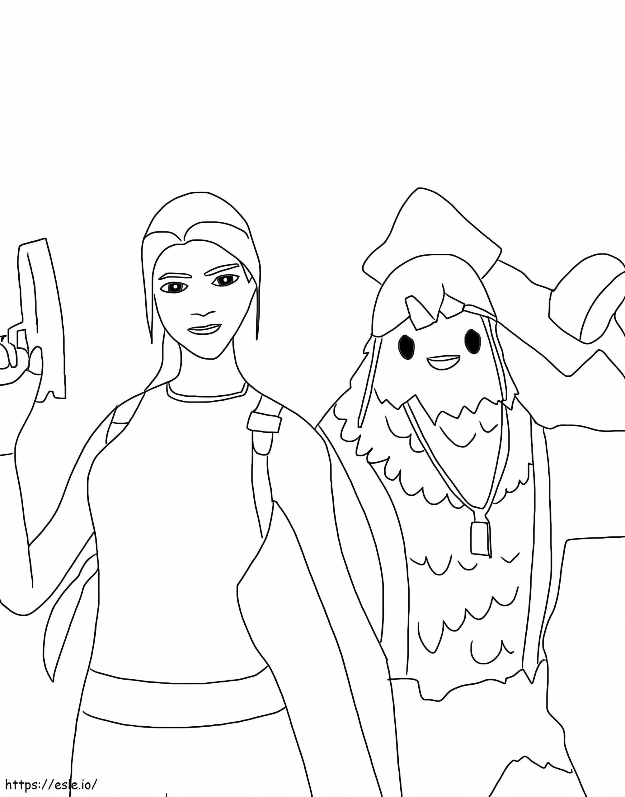 Cluck And Lara Croft Fortnite Coloring Page