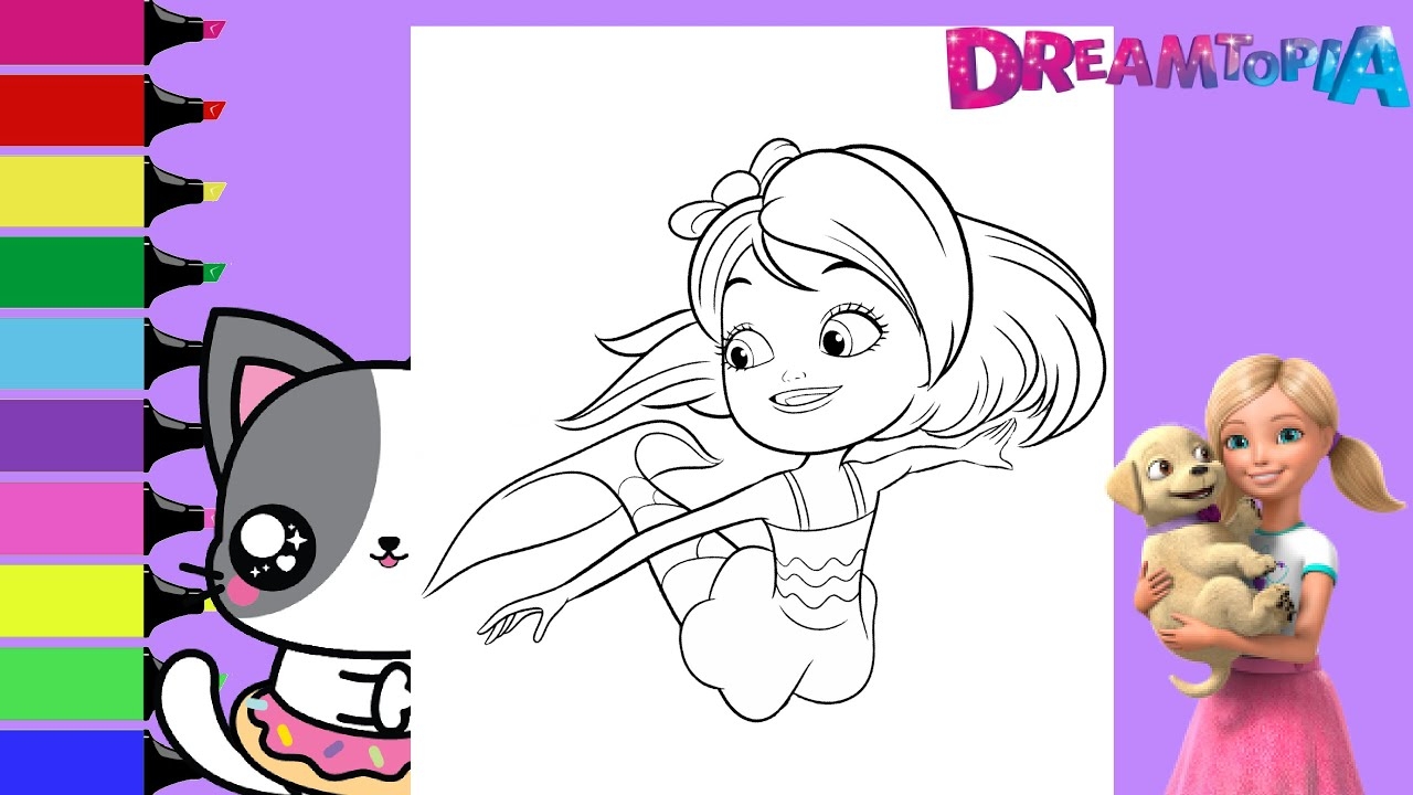 Coloring Barbie Dreamtopia Mermaid Chelsea Honey Fish Tails Coloring Book Sprinkled Donuts JR YouTube