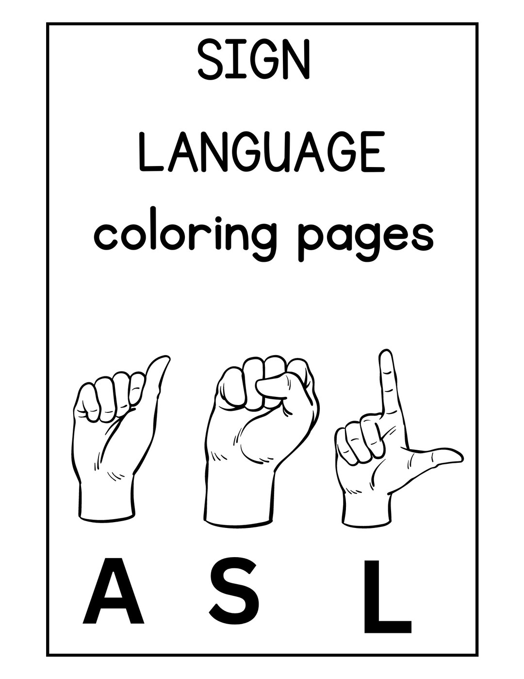 Asl Alphabet Coloring Pages Printable