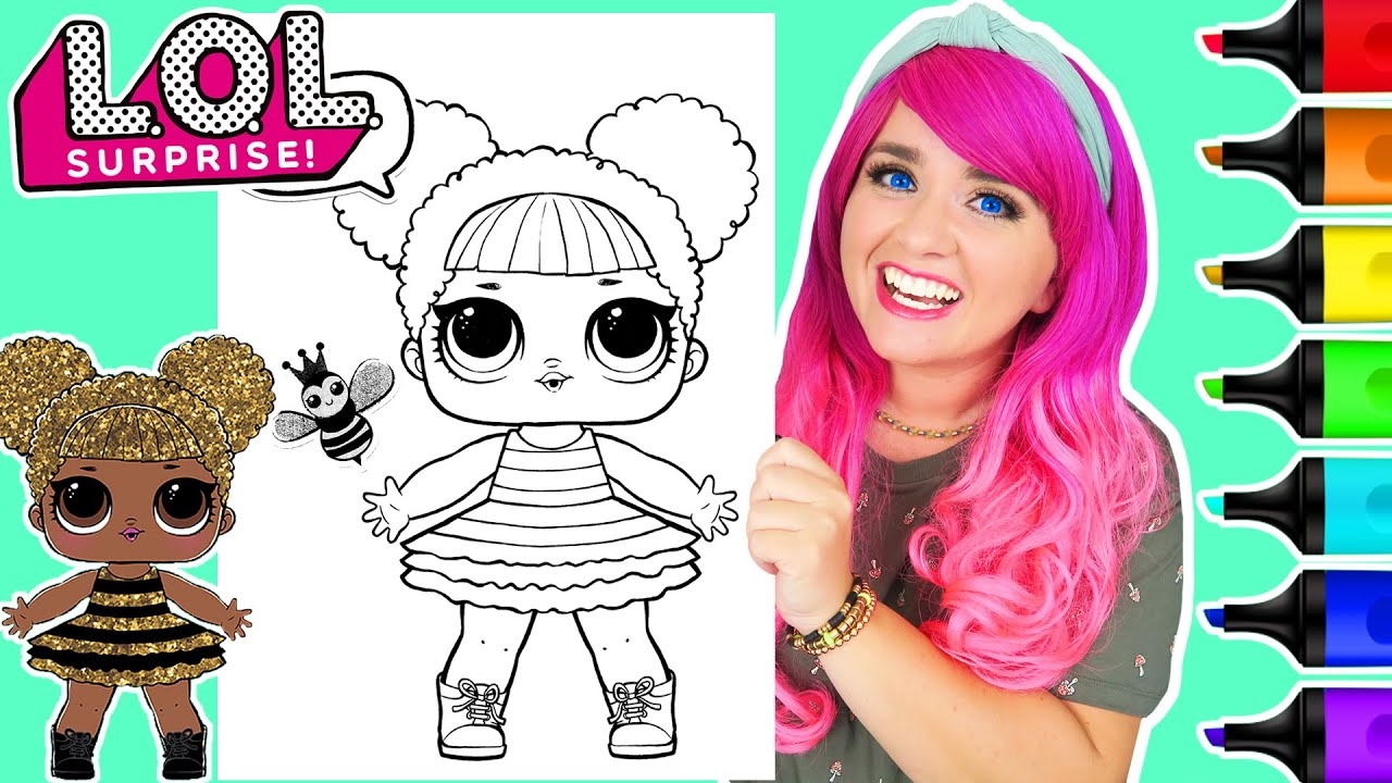 Coloring L O L Surprise Dolls Queen Bee Glitter Coloring Page Ohuhu Art Markers YouTube