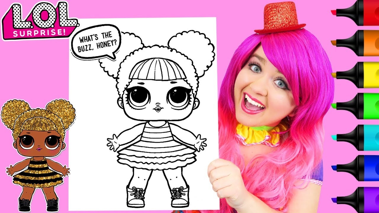 Coloring LOL Surprise Dolls Queen Bee Glitter Coloring Page Prismacolor Markers KiMMi THE CLOWN YouTube